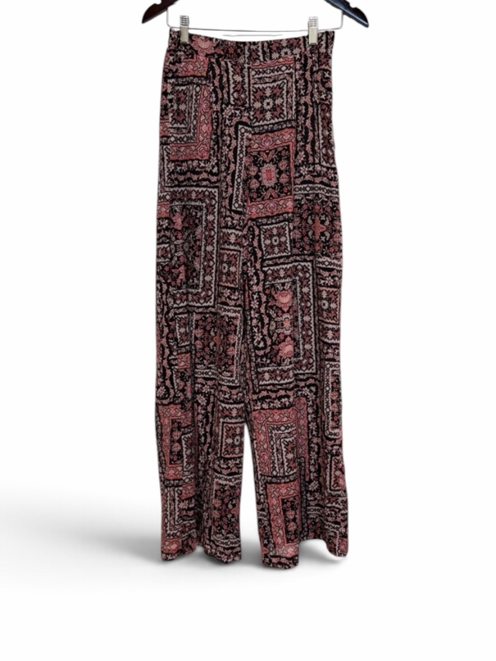 NWT Vici Black and Pink Patchwork Print Palazzo Pants Fully Lined Size Small